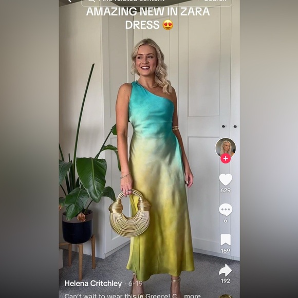 Zara ASYMMETRICAL SATIN EFFECT TIE DYE DRESS 8247/490 - Picture 4 of 10